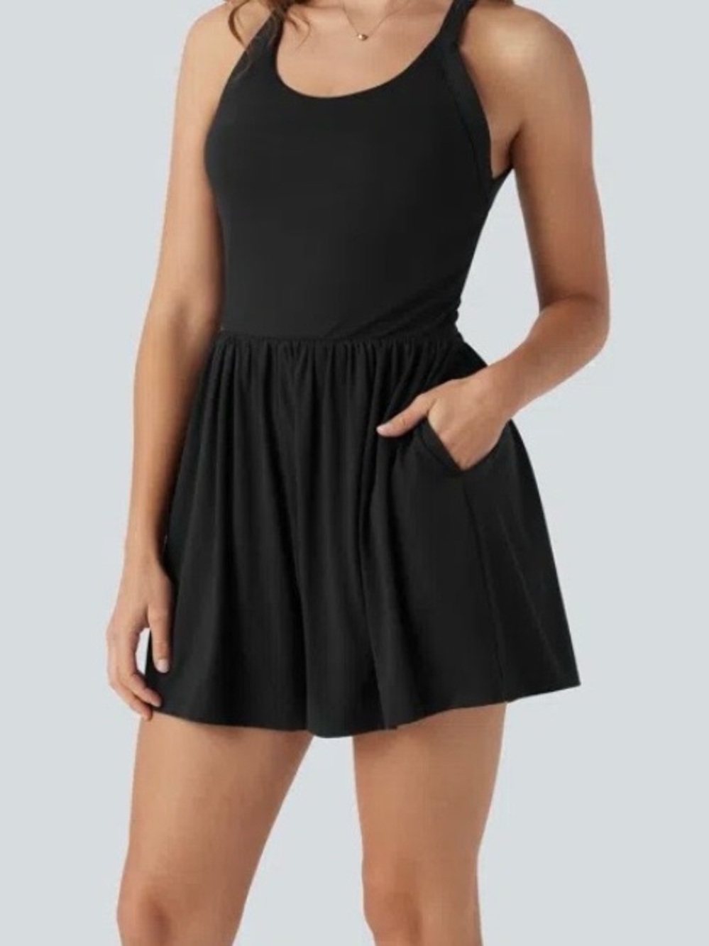 MEDIUM HALARA EASY PEEZY KNIT HALTER 2 IN 1 ROMPER